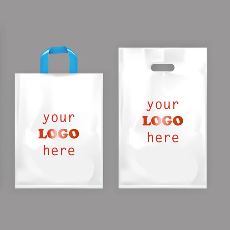 Custom plastic shop shopping carry shopping handle bags pe die cut patch plastic bag with handle