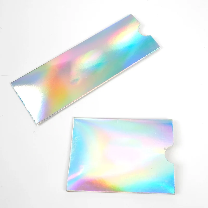 custom luxury hardboard envelope card bag folding box holographic coloful pillow box packaging
