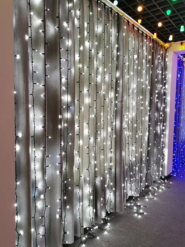 2X3M 600 LED Window Curtain String Light for Wedding Party Home Garden Bedroom Outdoor Indoor Decorations (Warm White)
