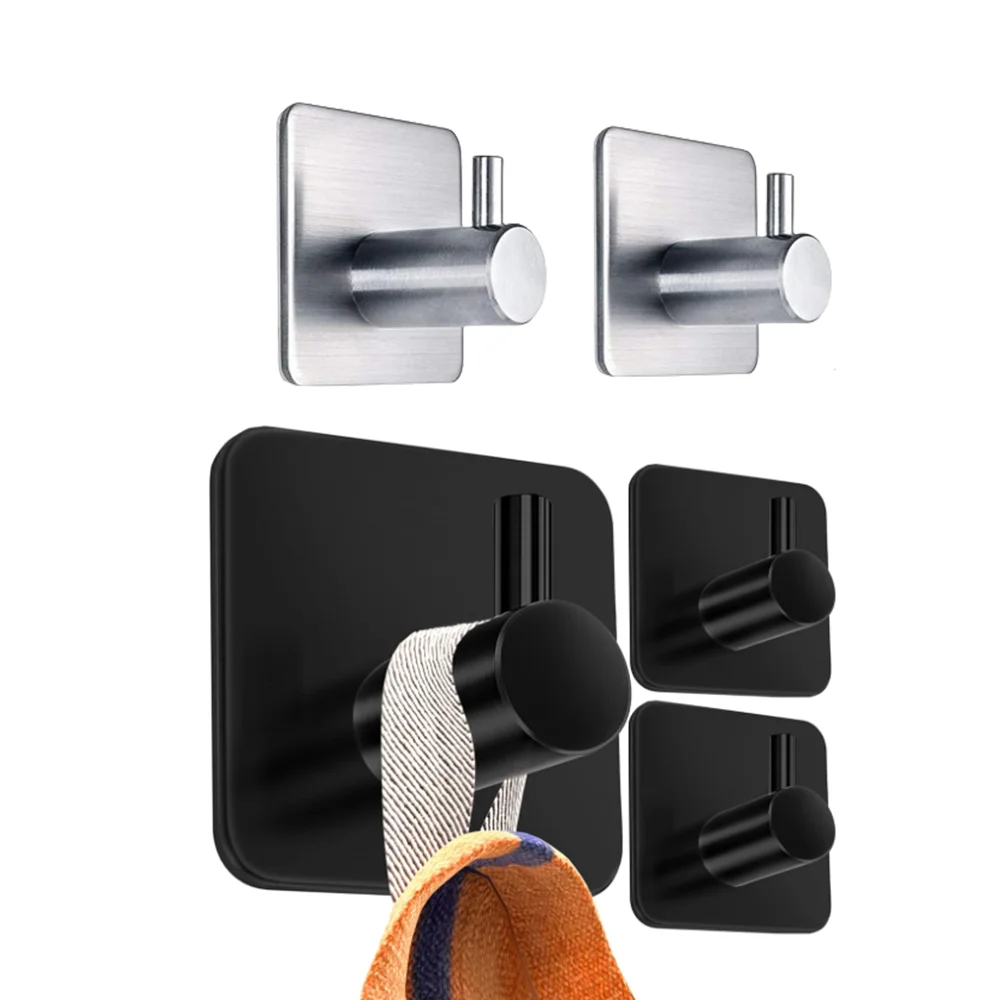 Adhesive Heavy Duty Wall Hooks Waterproof Stainless Steel Hooks Towel Robe Hook Rack for Hanging Coat Hat