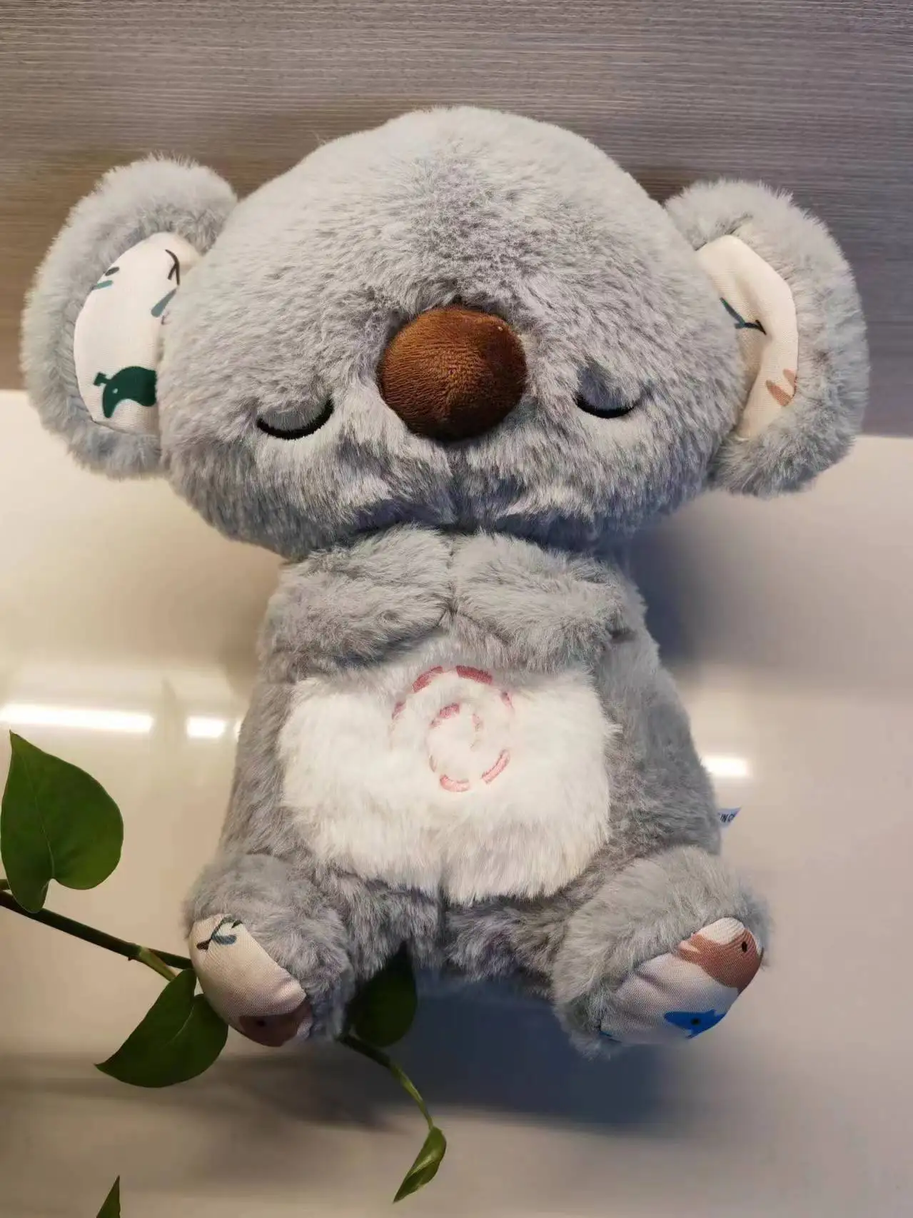 Small Cute Otters Bear Teddy Bear Stuffed Animal Toy Soft Soothing Sleepable with Breathe Music PP Cotton Filled to Accompany