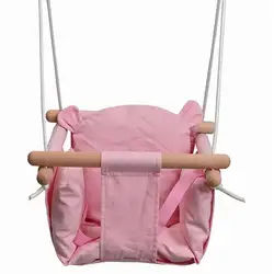 Indoor Outdoor Baby Play Equipment Canvas and Wooden Hanging Toddler Swing Set