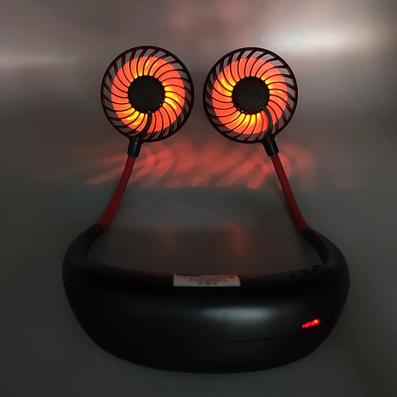 2022 Портативный перезаряжаемый беспроводной шейный охлаждающий вентилятор со светодиодной подсветкой