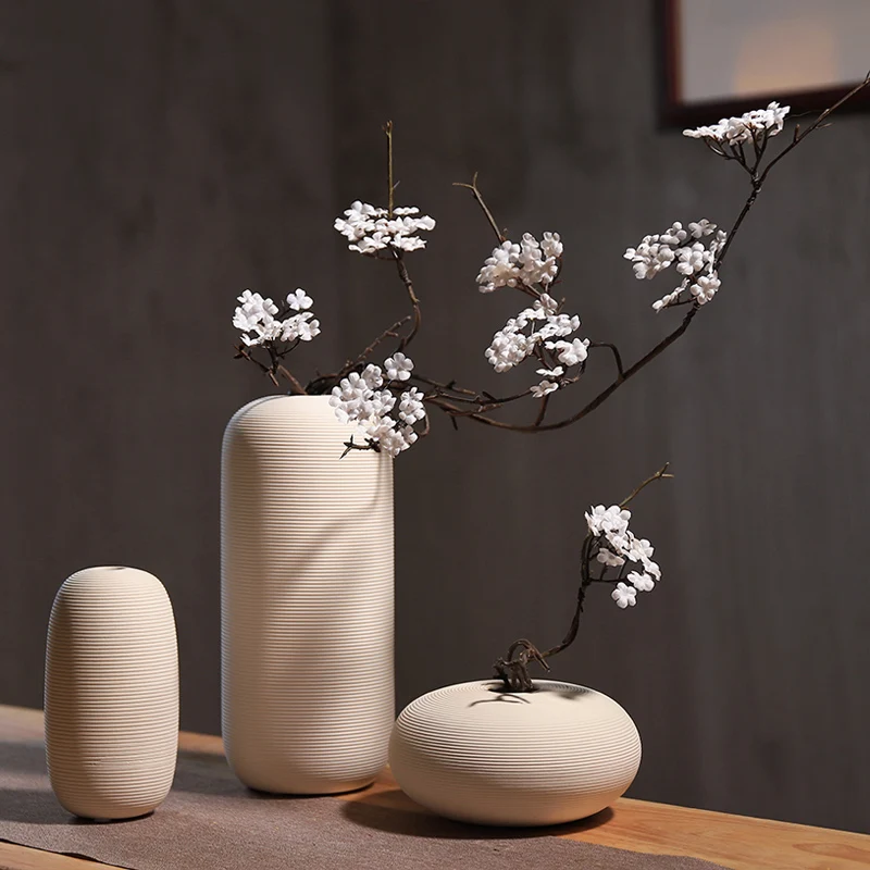 Wholesale nordic modern style minimalist white vases living room table plain ceramic vase home interior soft decoration