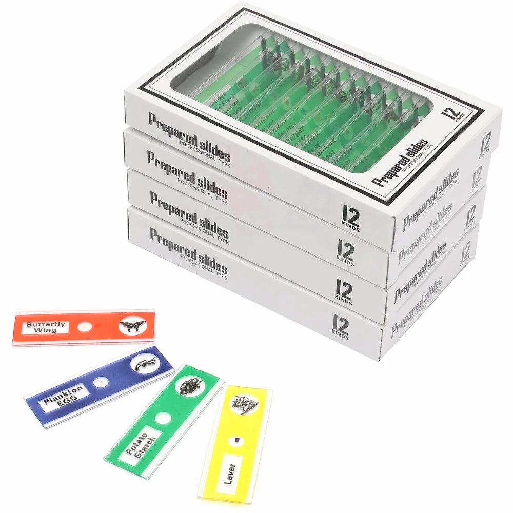 12pcs/set Plastic Microscope Slides Safe Children Slide for Kids Leaning