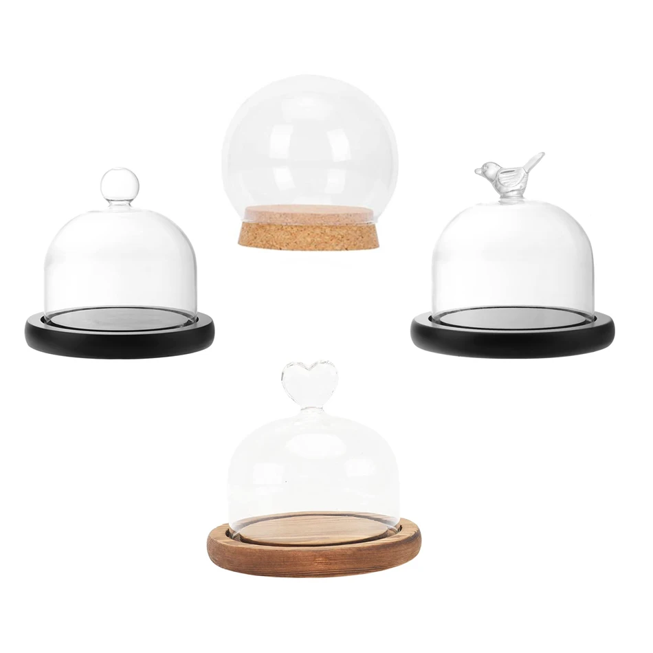 wholesale custom decorative mini clear heat resistant wedding bell jar shape display high borosilicate cloche rose glass dome