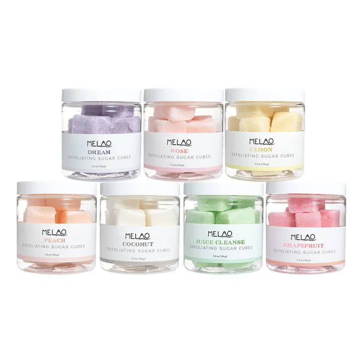 provate label custom scented coconut skin whiting candy sugar bubble colorful smooth lightening body scrub cube