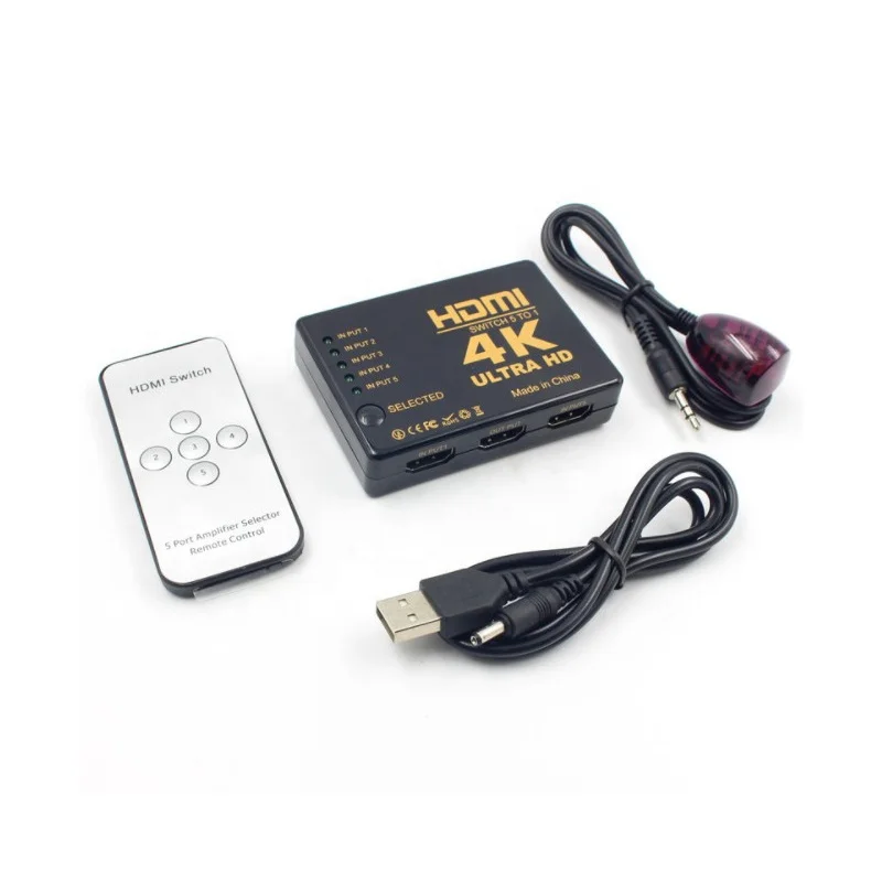 With Remote Control 2.0v 1.4V 5x1 MINI HDMI Splitter 5 Port Hub Box Auto Switch 5 In 1 Out hdmi Switcher 3D 4K HDMI