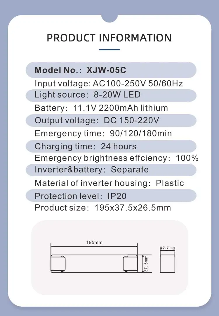 led emergency battery back up emergency light AC100-200V