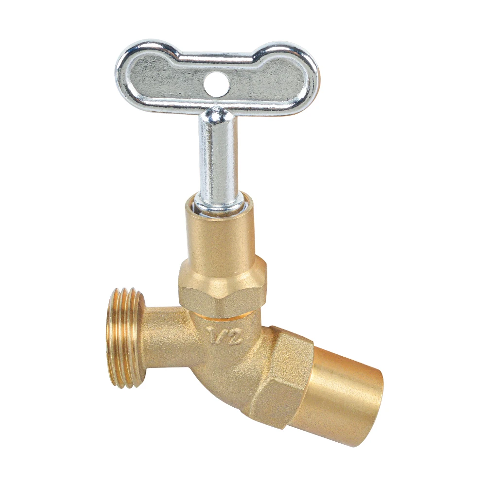 LF Brass Hose Bib water Faucet With Key , Outdoor Garden Hoses Spigot Shut Off Valve Hose Facuets