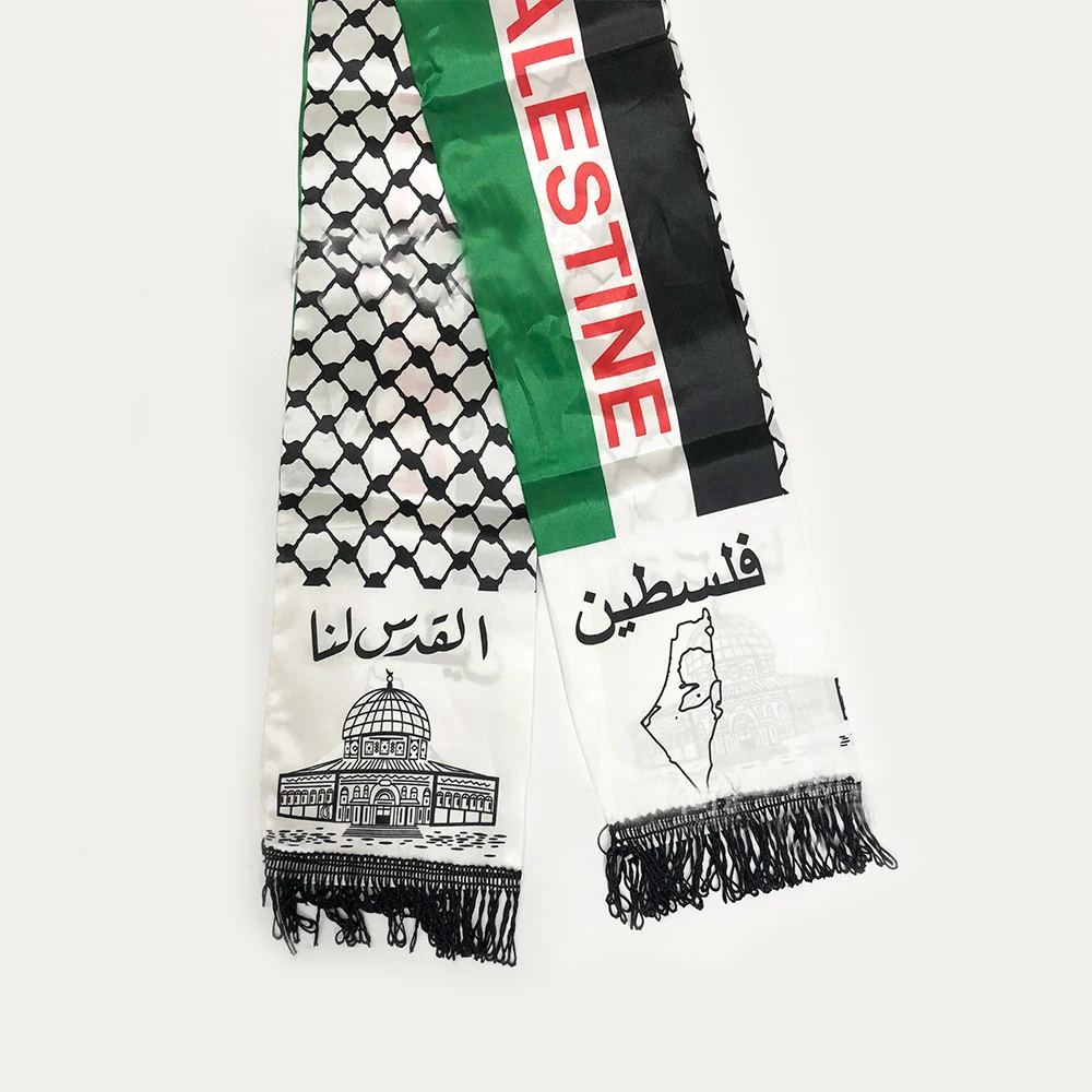 Хит продаж индивидуальный дизайн дешевый шарф с флагом Palestine 14x135 см Национальный день