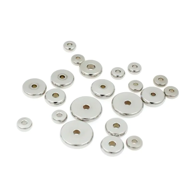100pcs/bag Stainless Steel Flat Round Beads Metallic Spacer Beads Findings Tube Spacers For DIY Bracelet Jewelry Making