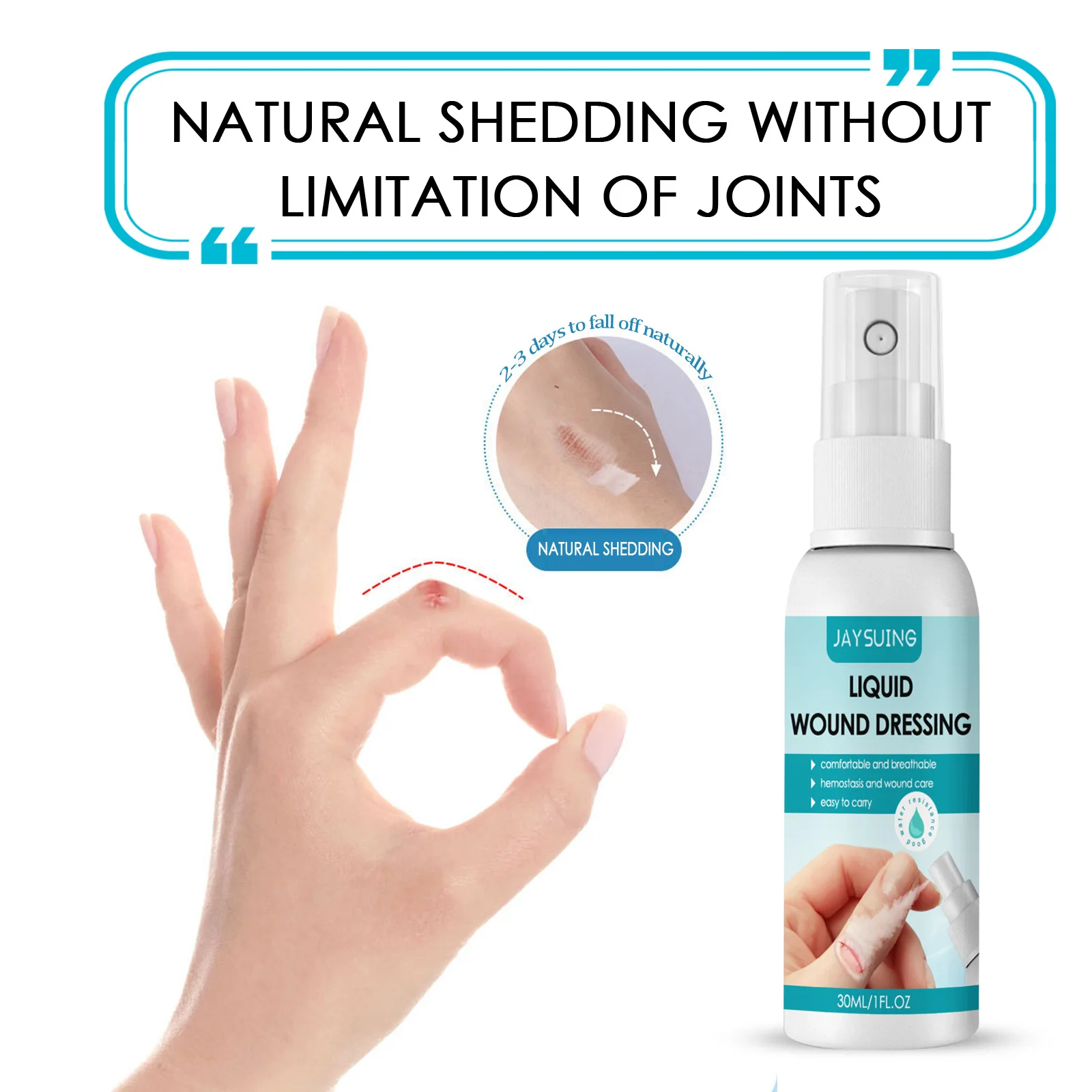 Breathable hemostatic and wound care waterproof with a comfortable liquid Bandage Band-aid spray