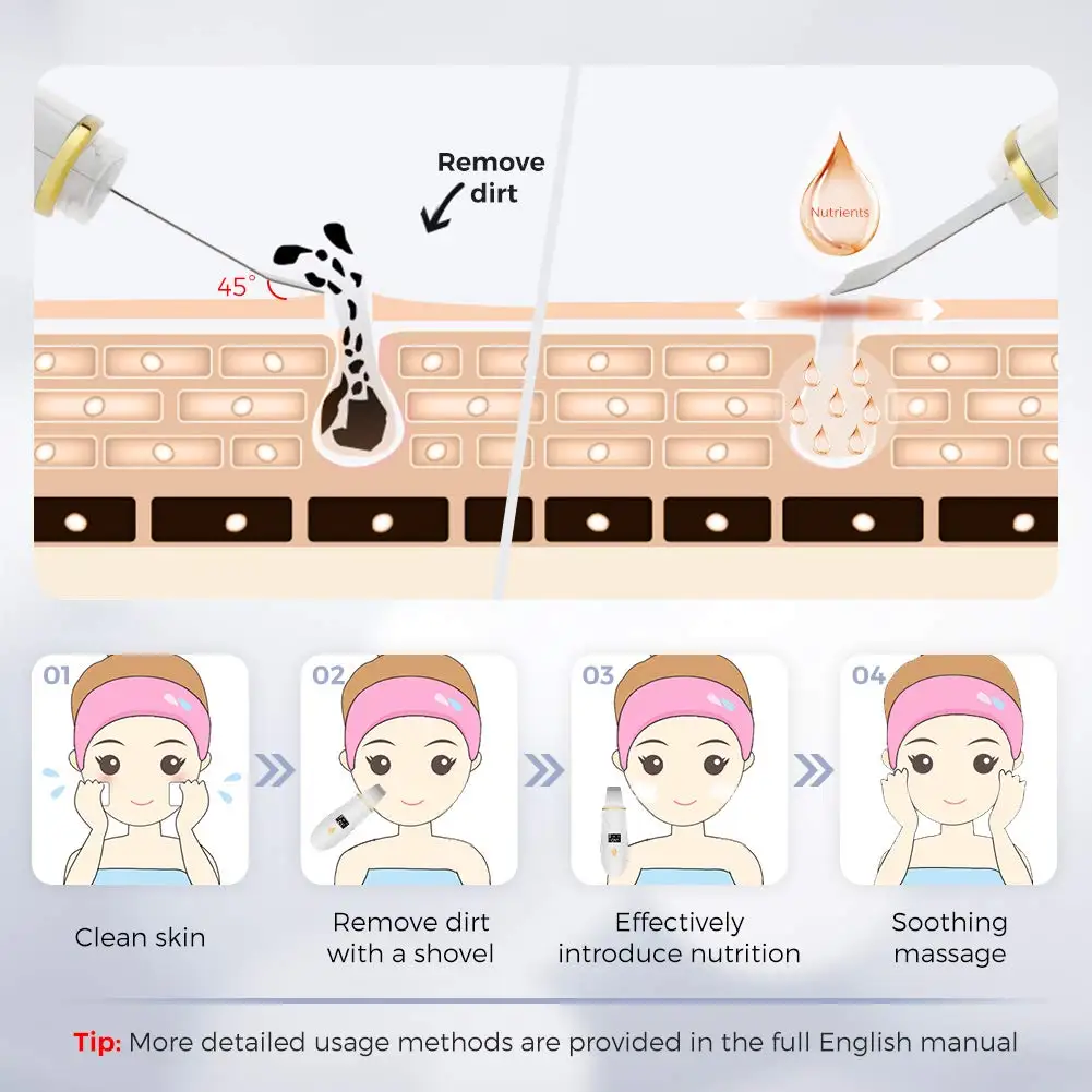 
Beauty skin rejuvelation Ultrasonic Skin Srubber ultrasonic cleaner facial equipment 