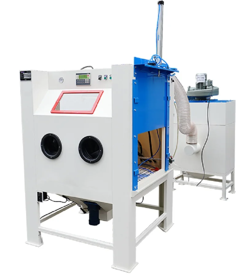 Turntable sand blasting machine with automatic door