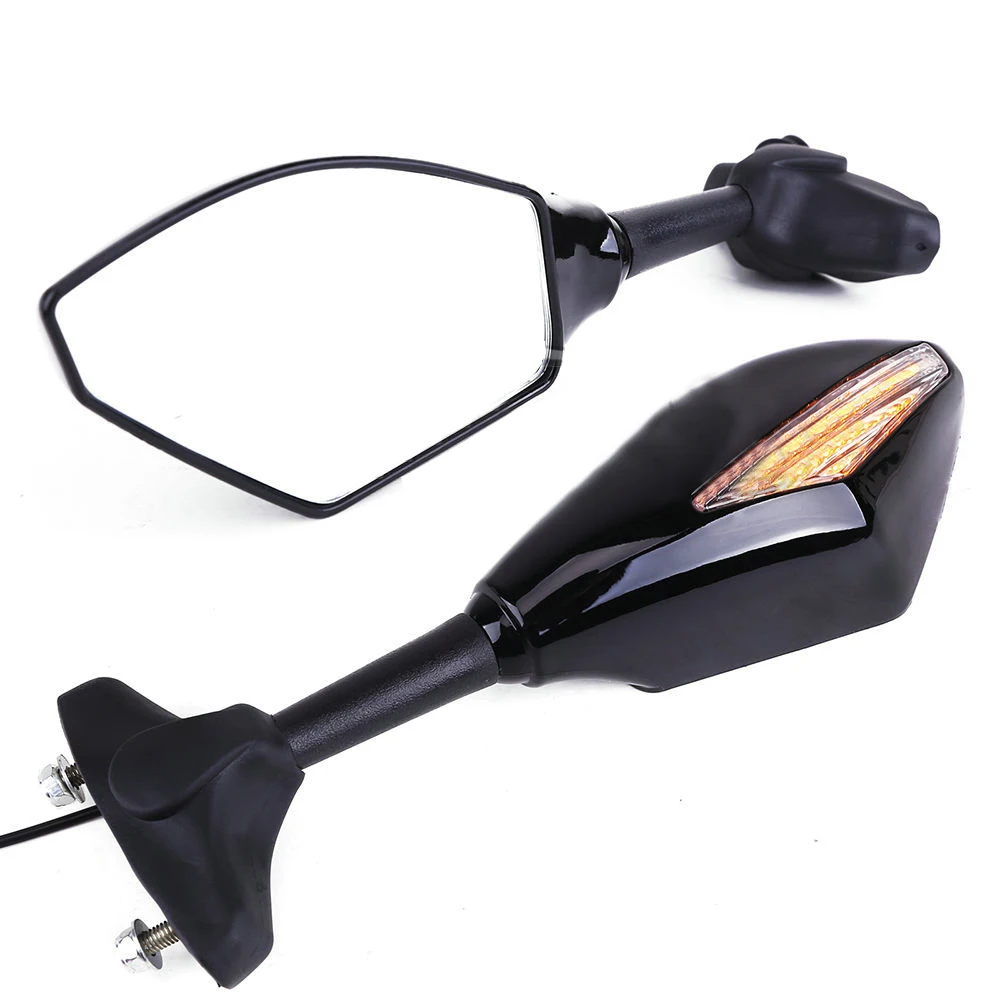 RACEPRO Motorcycle Custom Parts Super Bright Arrow Style Motorcycle Mirror With Turn Signal LED Light For Yamaha R1 R6 R3 R25