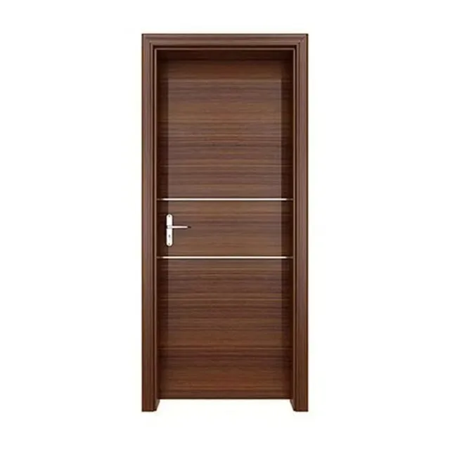 Red Walnut Veneer Flush Door PU Painted Carved Wooden Interior Closet Door Swing Open Style for Room Use