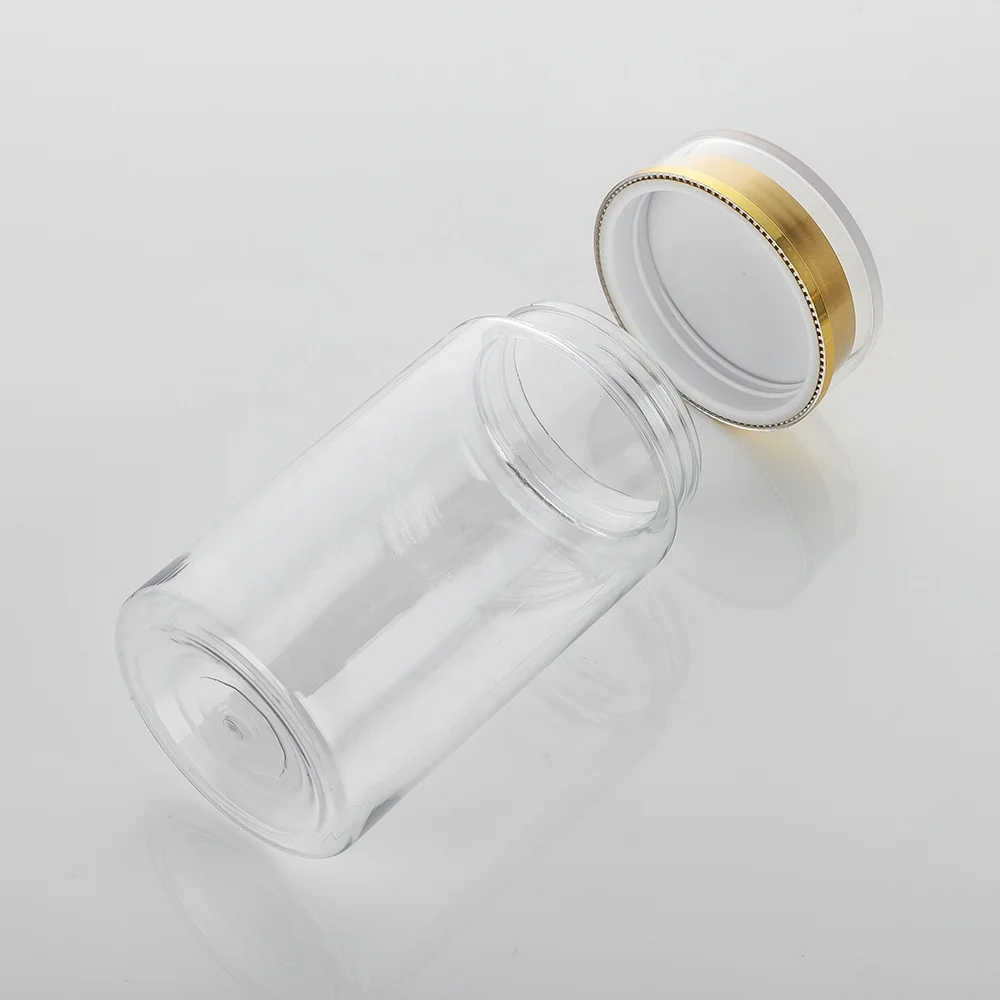 380ml Large Health Care Capsule Bottles PET Transparent Candy Nuts Packaging for Saffron