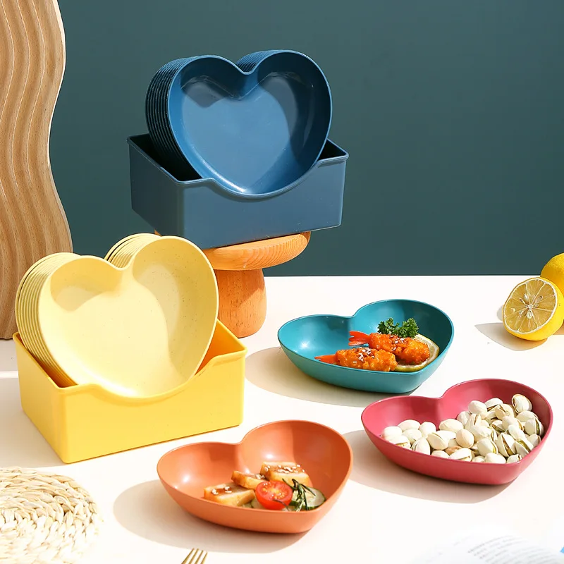 10 Pcs/sets Heart Shaped Dish Fruit Snacks Plate Dinnerware Set Candy And Nut Serving Container Food Dessert Storage Dish