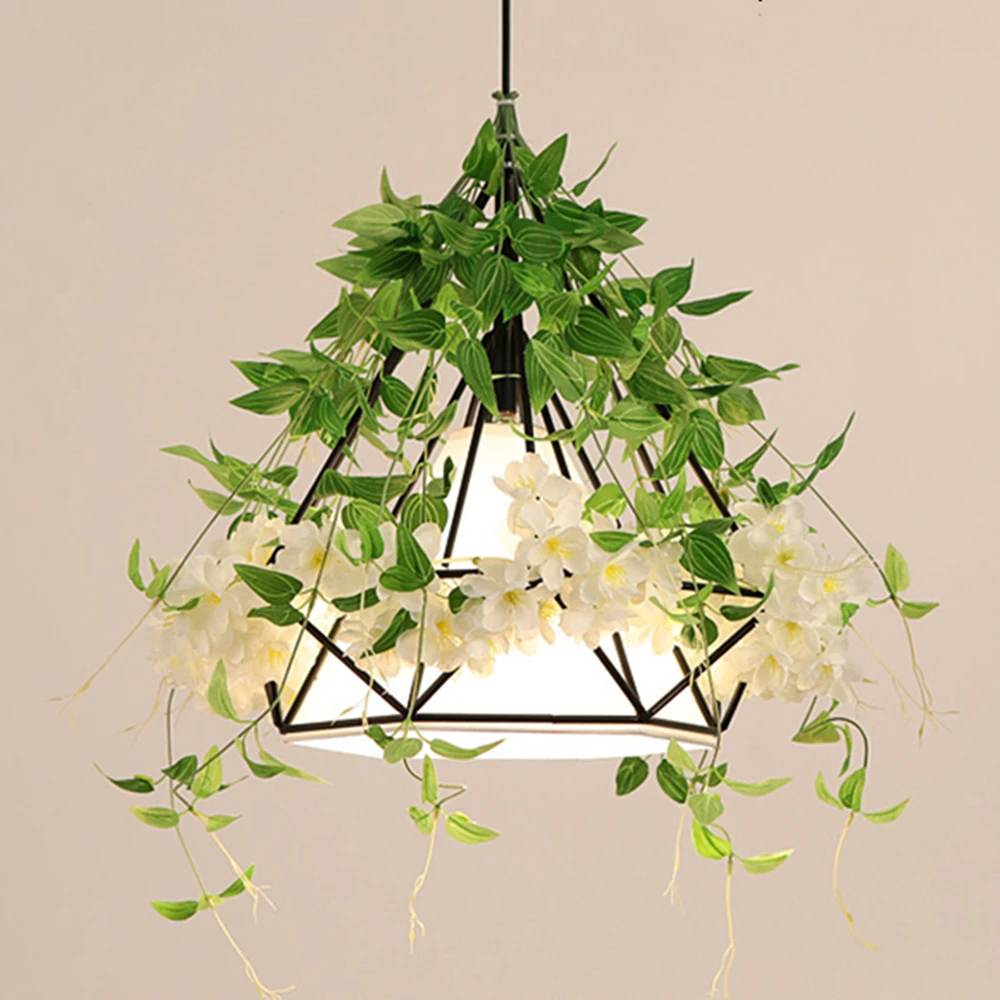 Creative DIY decorative retro iron restaurant bar decor Hanging Chandelier led industrial flower plant Ceiling Pendant light