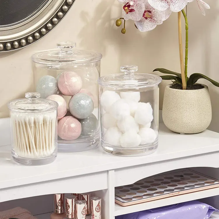 Multipurpose Jewelry & Cosmetic/Makeup Food Storage Organizer Acrylic Plastic Apothecary Candle Jars