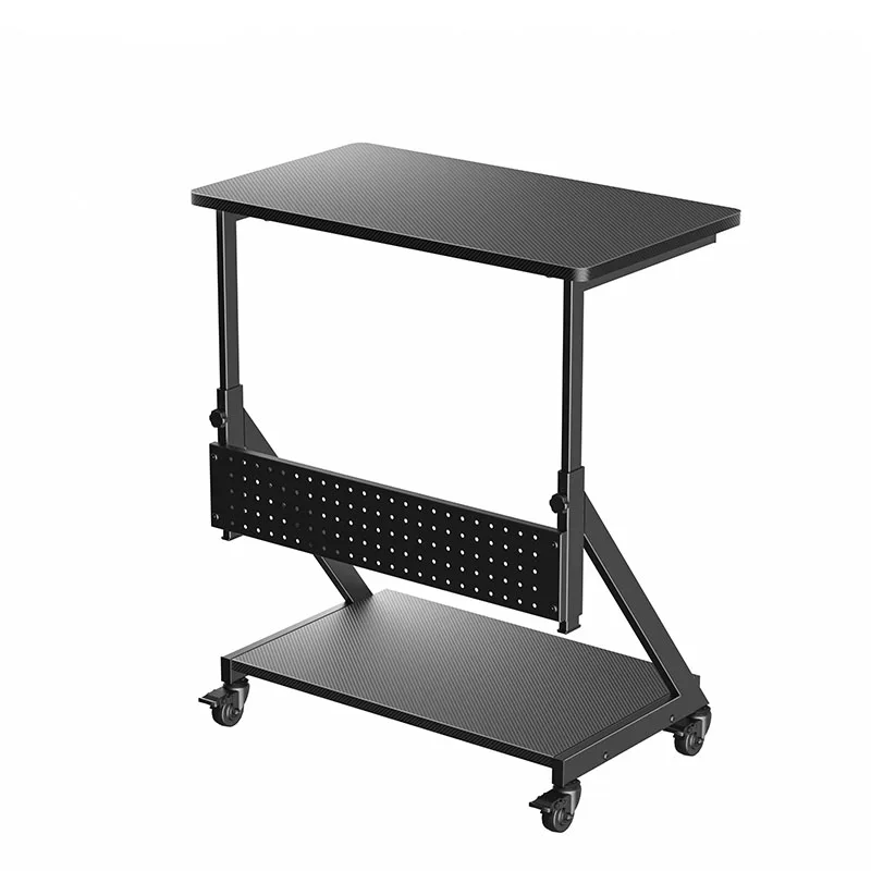 Modern Adjustable Height Gaming Desk Removable Desktop Computer Host Double Storage Shelf