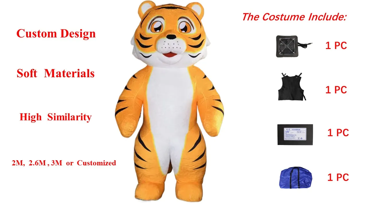 Custom Plush Character Animal Long Fur Tiger Paw Dog Cosplay Party Inflatable Mascot Costume Cartoon Cosplay Suit For Adult