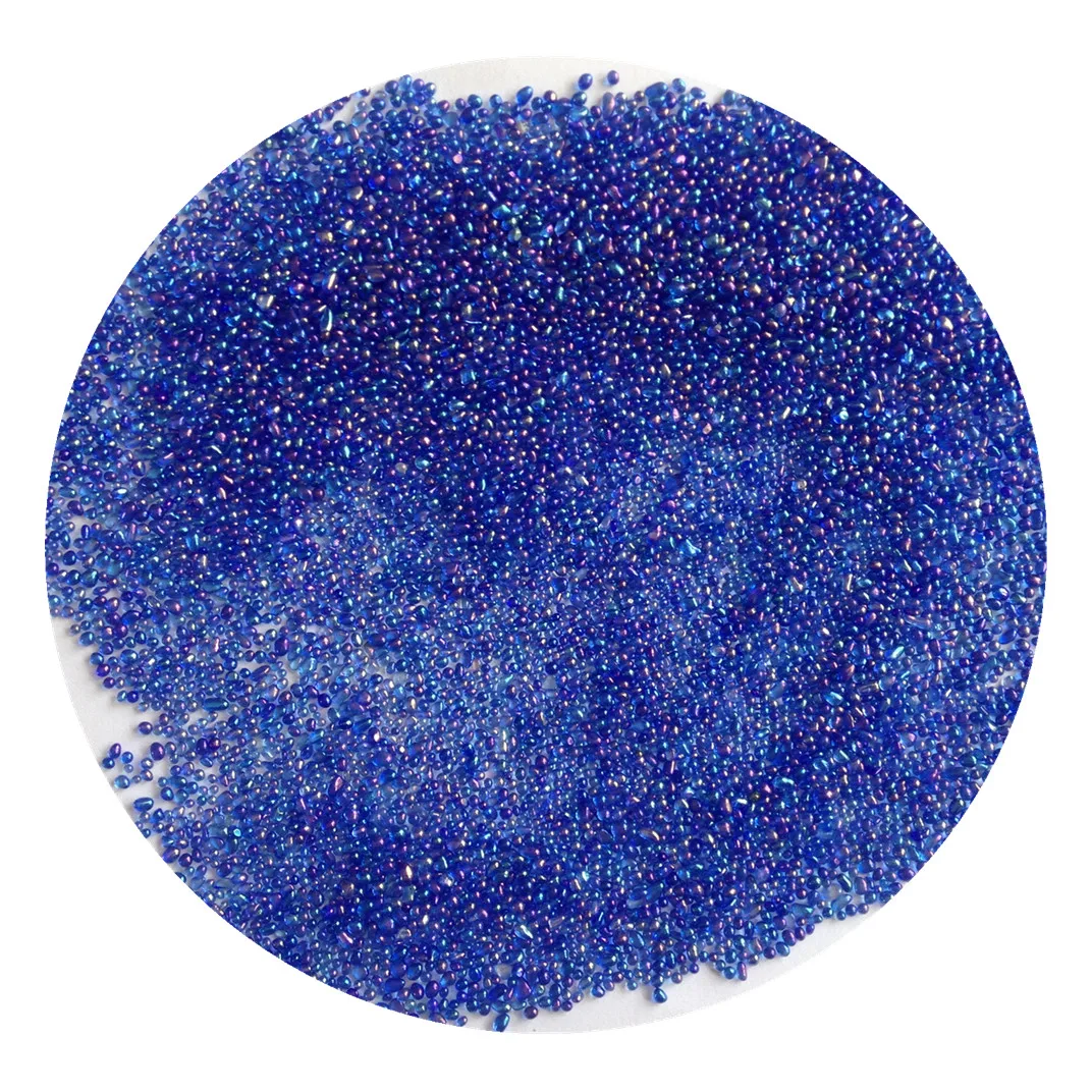 2-4mm Dark Blue Swimming Pool Irregular Glass Beads