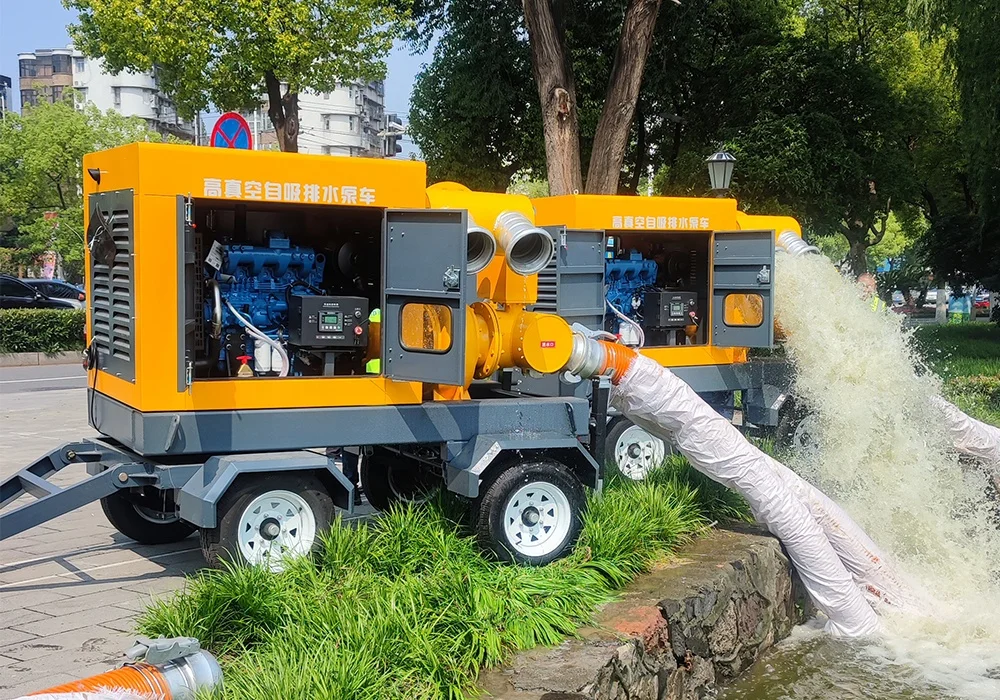 Fixed type high suction speed diesel engine driven urban drainage vacuum pump