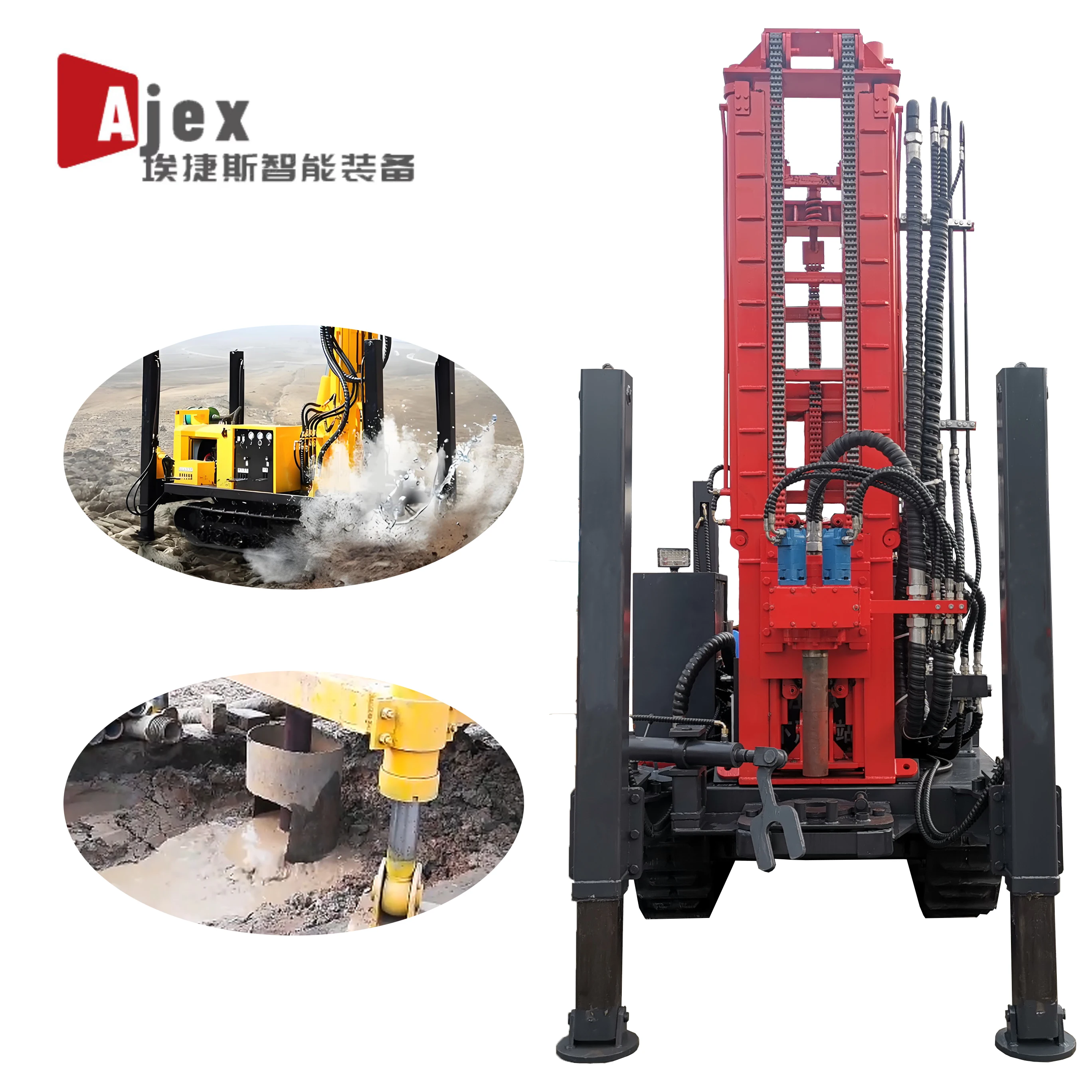 crawler borehole drilling machine water well drilling machine heavy duty portable on trailer water well drilling rig