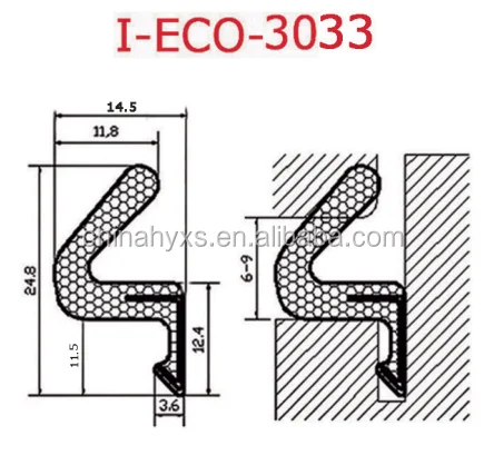 IECO 3033 Polyurethane Foam Weatherstrips wooden Wardrobe Pu Foam Seals door weather stripping soundproof door seal strip