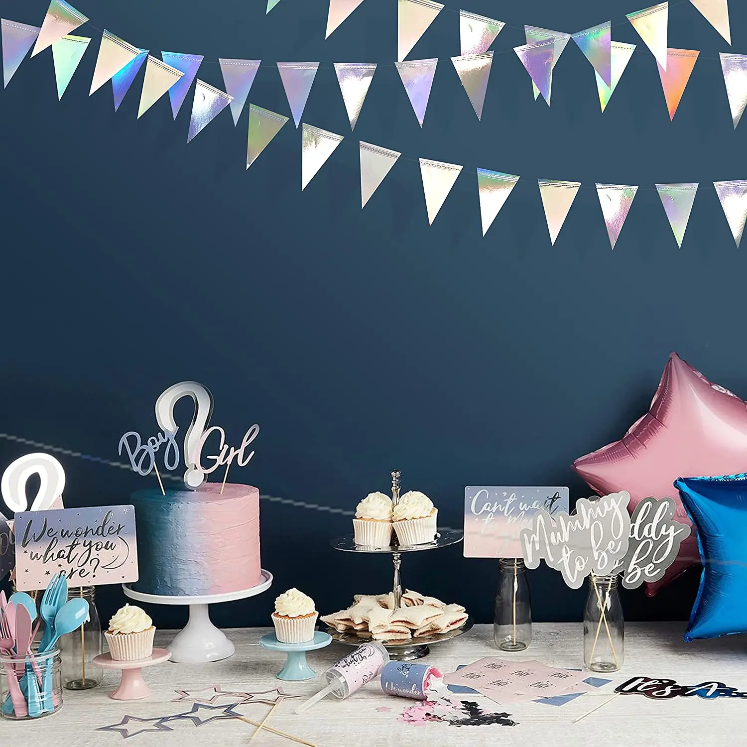 Paper Pennant Bunting Garland for Birthday Anniversary Engagement Wedding Bridal Baby Shower Graduation Hen Party Decorations