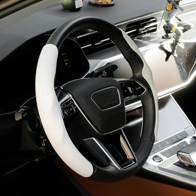 Роскошный Универсальный чехол на руль из углеродного волокна Кожаная замшевая отделка противоскользящая автомобильная ручка аксессуары для интерьера оптом