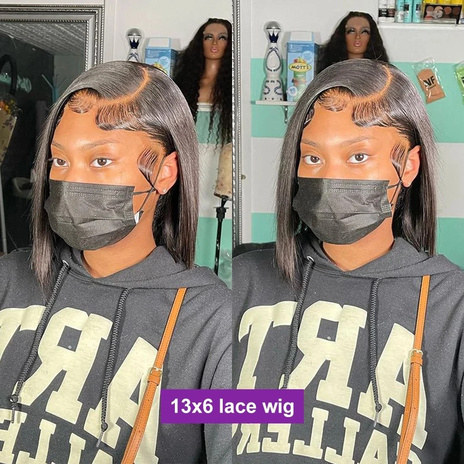 Free sample bone straight short human hair lace bob wigs for wholesale vendor,13x4 / 4x4 closure bob wig for black women