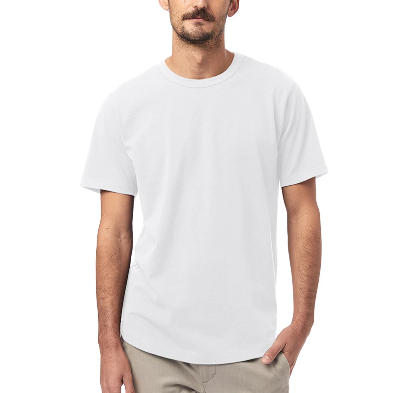 
55%hemp/45%cotton crewneck hemp blend fitted men white t shirt 
