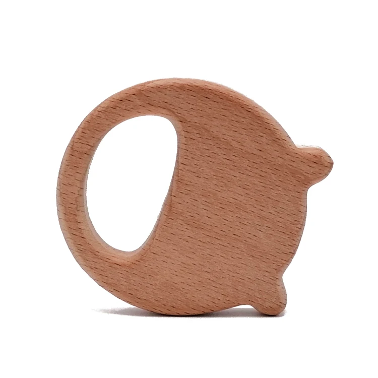 Bear Round Wood Shake Beech Smooth Enhance Children Bite Force Baby Wood Educational Toy