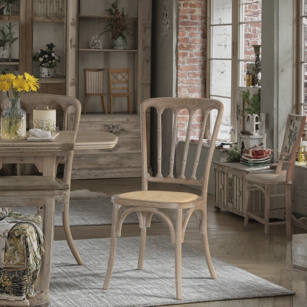 American Solid Wood Dining Chair Set Napoleon & Ancient Castle Retro Rattan Bamboo Chair for Table Use for Restaurants Villas