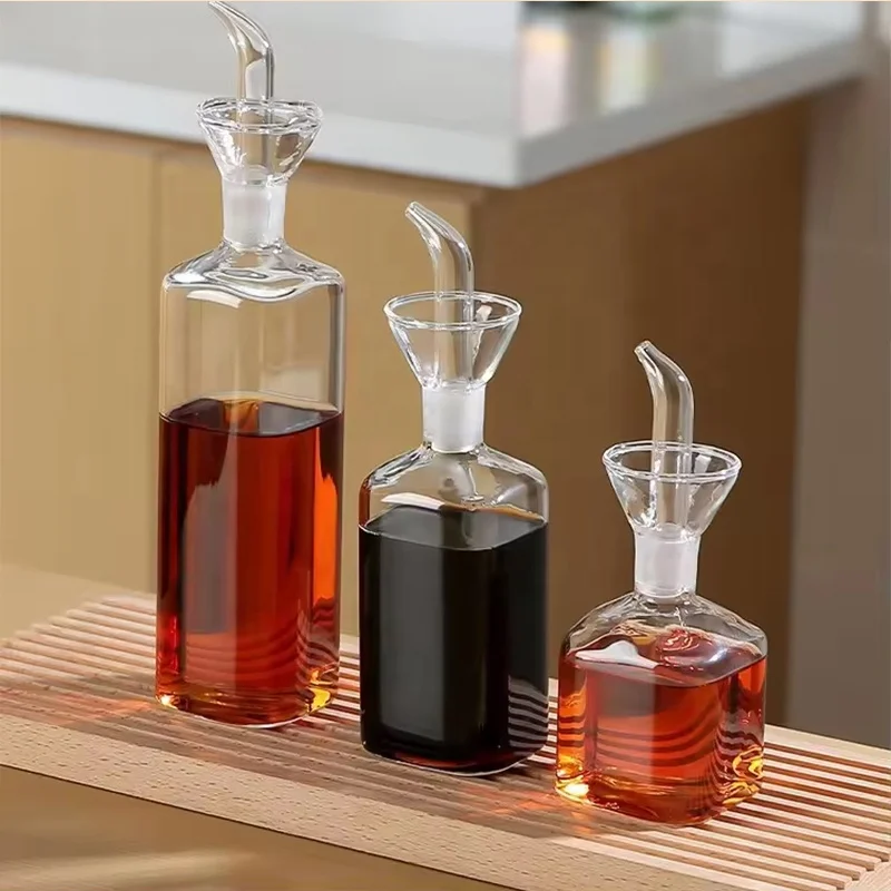 Olive Oil Glass Bottle Vinegar Cruet Cooking Wine Container Salad Dressing Glass Oil Bottle Vinaigrette Oil Dispenser with Spout