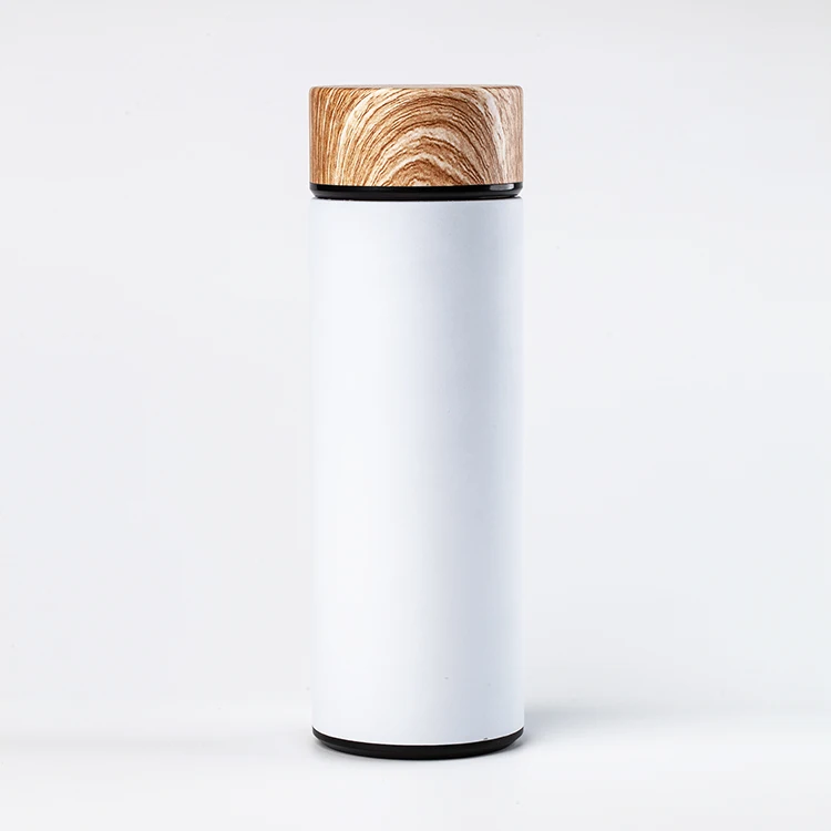 500ml Straight Sublimation Stainless Steel Water Bottle Thermos Vacuum Flask with Bamboo Lids