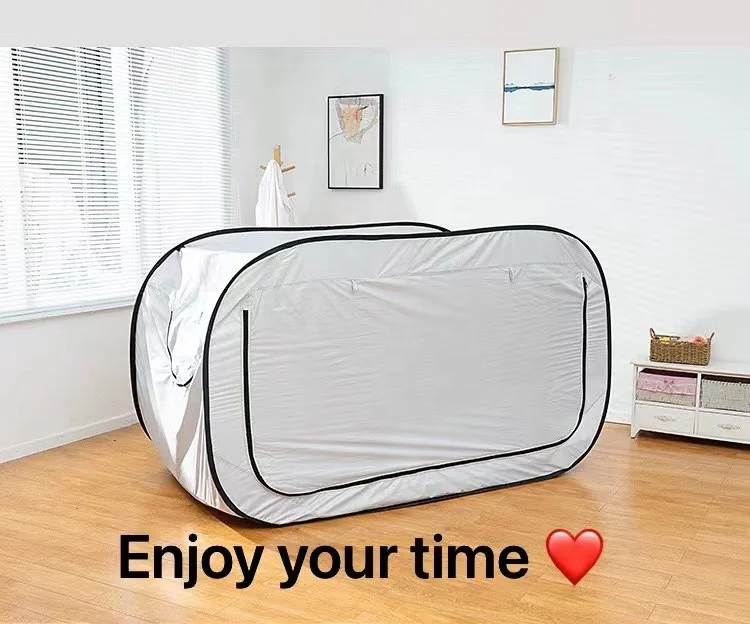 Silver Fabric Pop Up Bedding Sleeping Private Tent Indoor Outdoor Camping Anti Mosquito Portable Folding Tent
