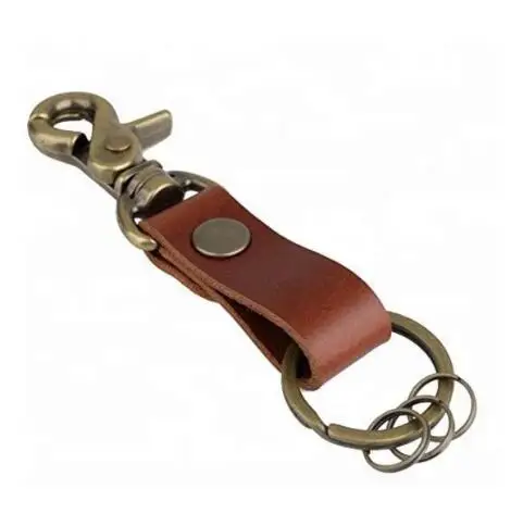 Hot selling leather custom carabiner keychain key holder keychain lanyard for men
