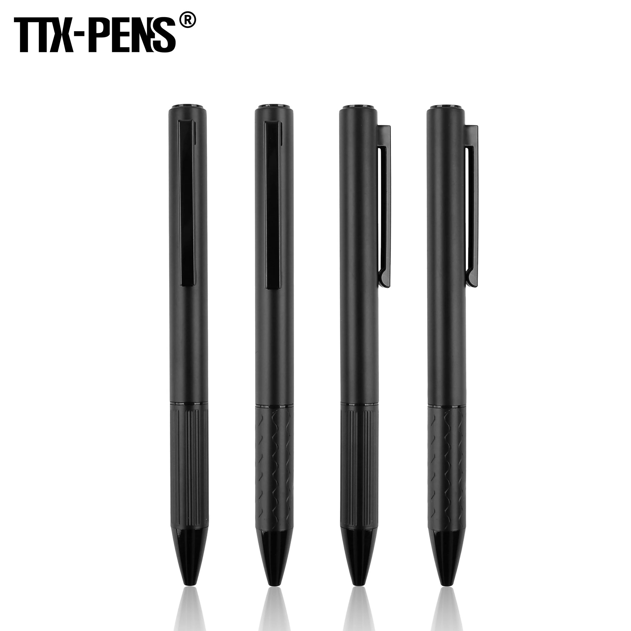TTX Black Thick Matte Metal Grit Blast Custom Logo Printing Steel Ball Pen For Business Gift