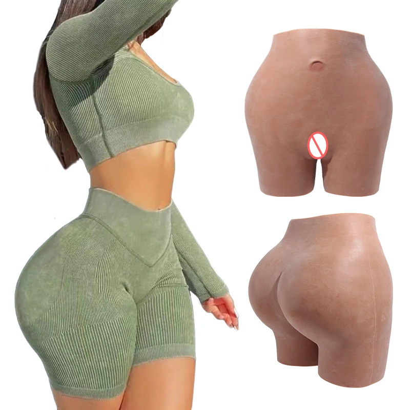 ONEFENG Men Silicone Hip Pad Enhanced Thicken Vagina Trousers Cosplay Dress-up Big Ass Underwear Plus Oversized Silicone Pants