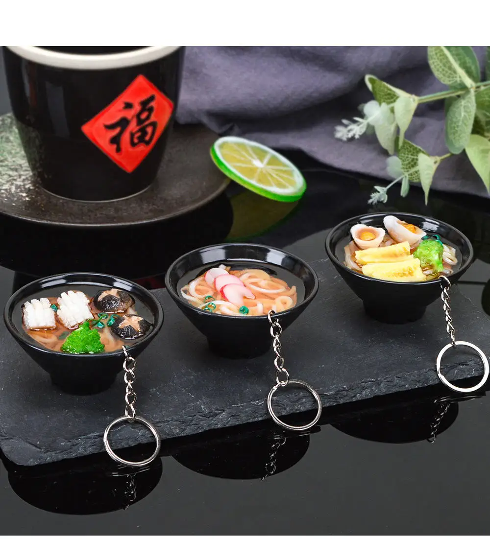 wholesale Udon noodles Lamian Noodles Pvc Simulation Food Key Chains Japanese Food Keychain 3D Sushi miniature food Key Chains