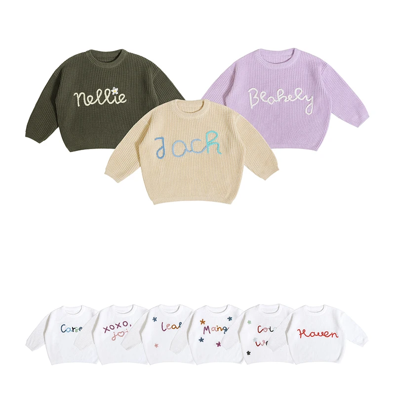 Factory Popular Baby Knit Sweater Spring Autumn Kids Long Sleeve Embroidery Sweater