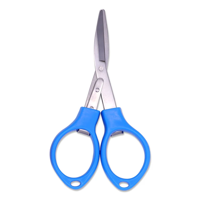 Travel metal material folding feature plastic shear handle small portable fishing scissors