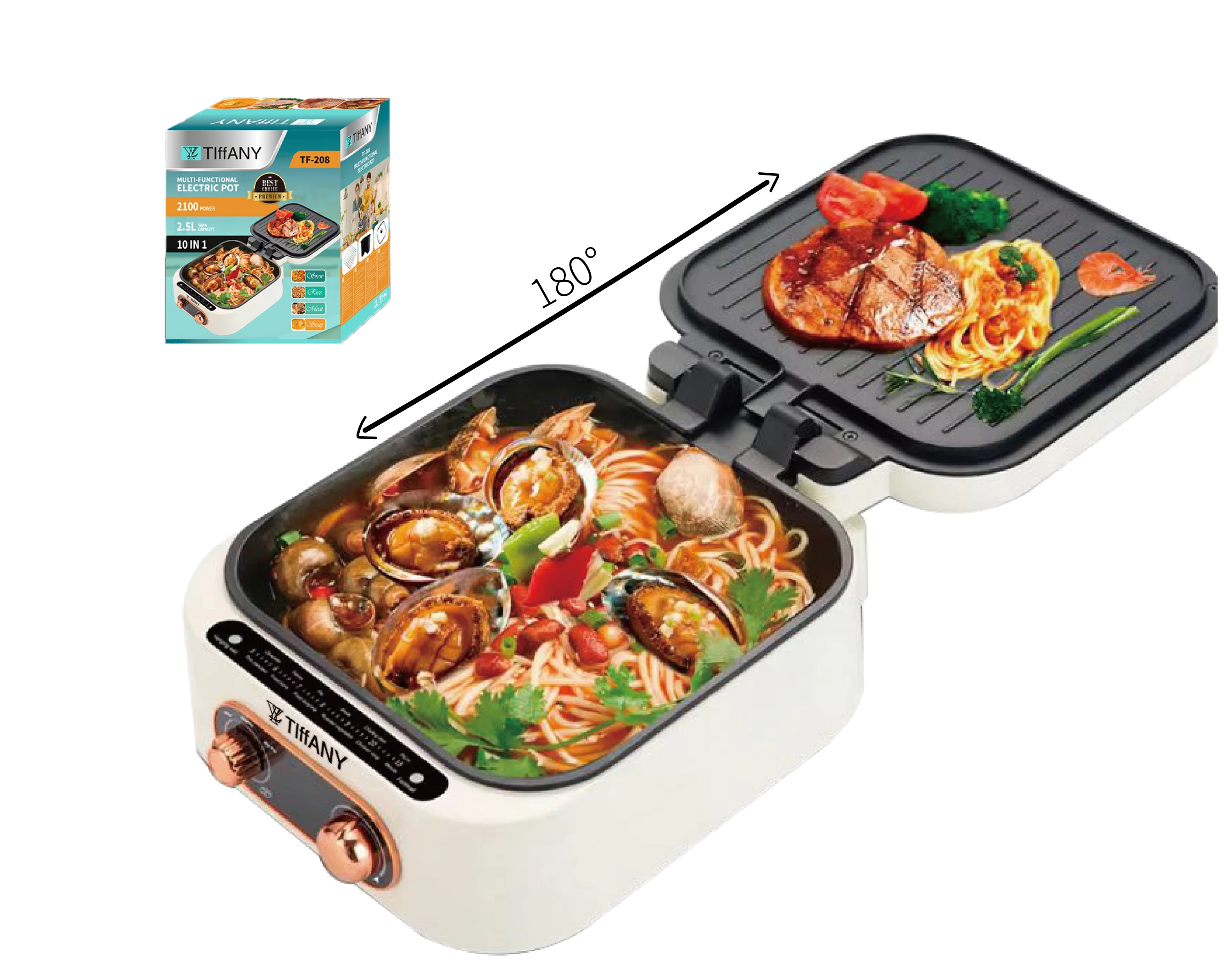 Food grade nonstick coating Multifunctional pot Double Sided Heating Pancake Pot Frying Baking pot