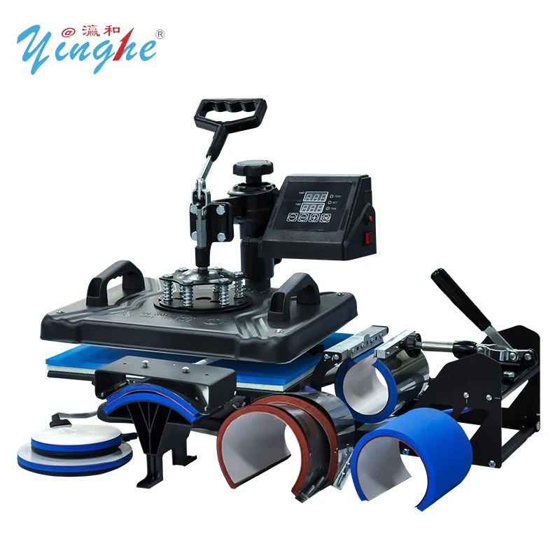 Hot Selling 8 in 1 Multi-Functional Use 29*38cm Manual Heat Press Machine Transfer Printing  T-Shirt Mug Pen Cap Plate Machine