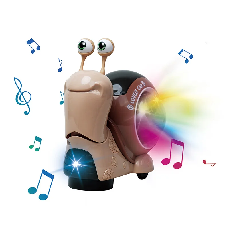 Musical Lighting Universal Electric Crawling Obstacles Avoidance Snail Toys for Kids