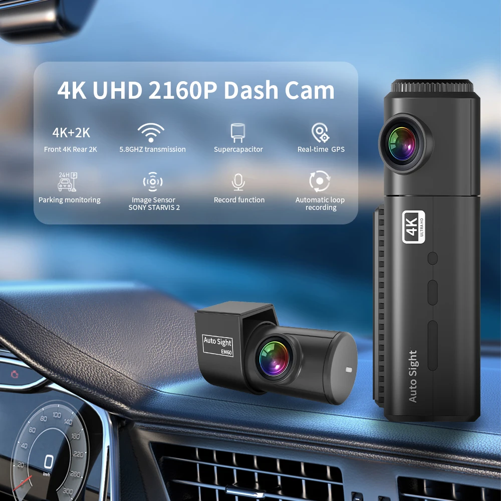 Auto Sight Cam 4K Dashcam Dash Cam DVR Video Camera For Car GPS Tracking Dashcam Camera DVR Based On Card